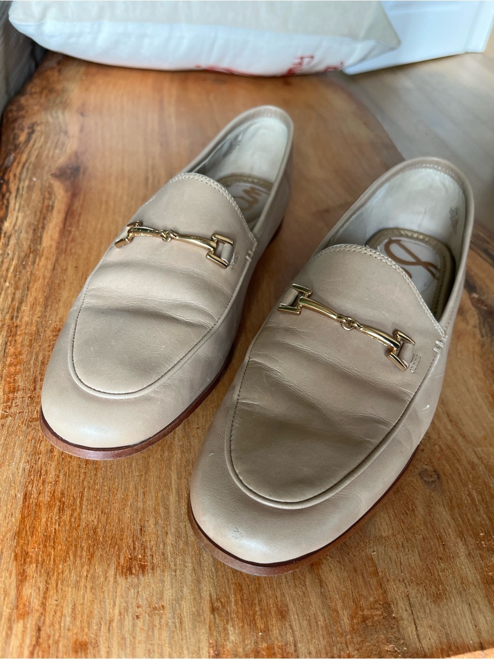 Sam Edelman Loraine Leather Horsebit Loafers in Oatmeal size 6.5